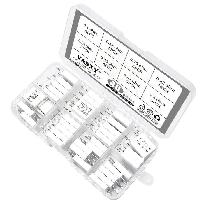 10pcs BPR56 5W 0.001 0.1 0.15 0.22 0.25 0.33 0.5 ohm Non-induttiva Resistenza di Cemento Ceramico 0.1R 0.15R 0.22R 0.25R 0.33R 0.5R