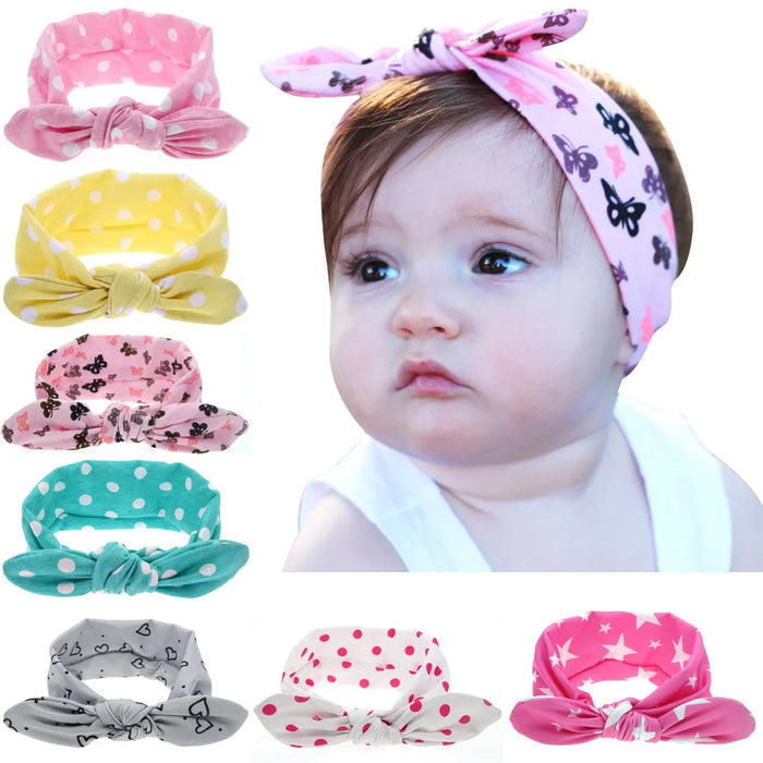 fascia per bambina Accessorio per capelli infantile Fiocco per orecchie di coniglio Copricapo per neonato Regalo Nastro per fasciatura per bambini Bambini Punto stampato per bambini