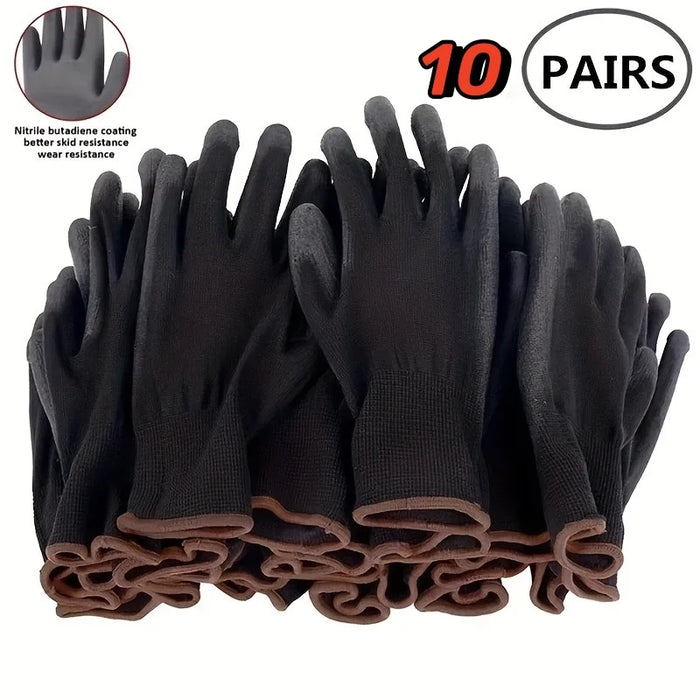 10 paia di guanti di sicurezza durevoli-antiscivolo, resistenti all'usura, protezione ESD per giardinaggio e lavorazione del legno