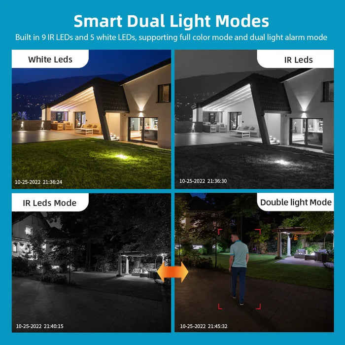 Telecamera di sorveglianza WiFi BELIA 4K 8MP, doppia lente, Zoom digitale 4X, rilevamento umano AI, ONVIF, telecamere IP PTZ di sicurezza esterna