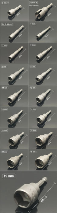 1PC Ugelli a manicotto con esagono incassato Forte set di driver per dadi magnetici Adattatore per punta da trapano Manicotto approvato dal vento Elettrico 6 8 10 13 17 19MM