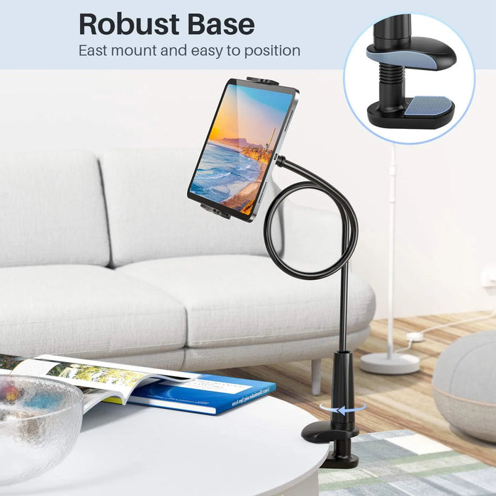 Supporto per Tablet da 100cm supporto per letto regolabile con braccio flessibile morsetto per montaggio su tavolo per iPad Air Mini o altri dispositivi da 4.7-10.5"