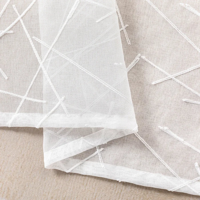 Nuove tende in tulle con ricamo bianco geometrico per il soggiorno Tenda trasparente moderna per finestra della camera da letto Voile cieco Dimensioni personalizzate
