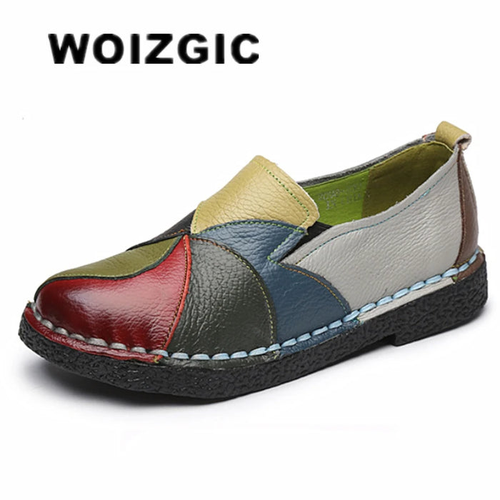 WOIZGIC Donna Donna Donna Madre Scarpe Appartamenti Mocassini in vera pelle Mocassini Misti colorati antiscivolo Taglie forti 42