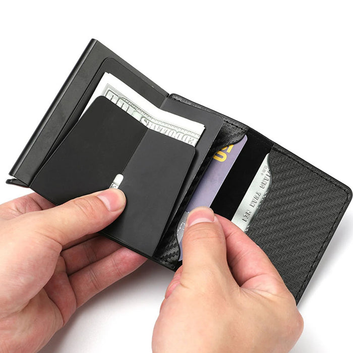 Spazzola antifurto porta carte di credito ultrasottile porta carte in lega di alluminio portafoglio multi-slot da uomo in metallo.-zmt