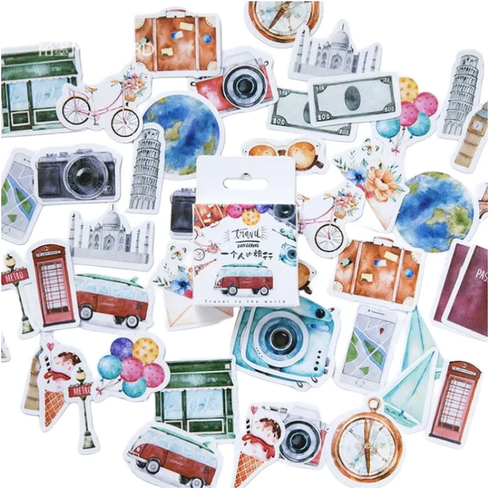 46 pezzi/pacco Viaggia da solo Mini adesivo di carta Decorazione album fai da te Diario Scrapbooking Etichetta adesiva Cancelleria Kawaii
