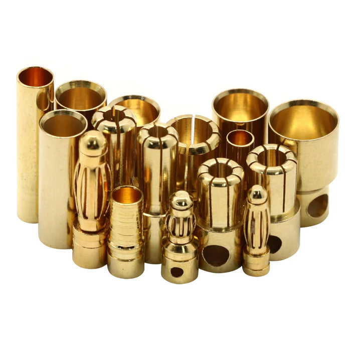 10 paia/lotto 2.0/3.0/3.5/4.0/5/5.5/6/6.5/8mm Gold Bullet Banana connettori spina per Lipo batteria RC ESC motore accessori fai da te giocattolo