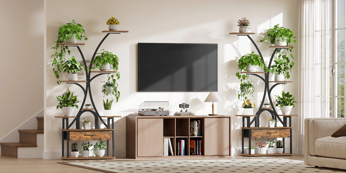 Supporto per Piante con Luce di Crescita, Espositore a 9 Livelli con 4 Luci LED R-G, Colore e Temporizzazione Regolabili, Ideale per Balcone