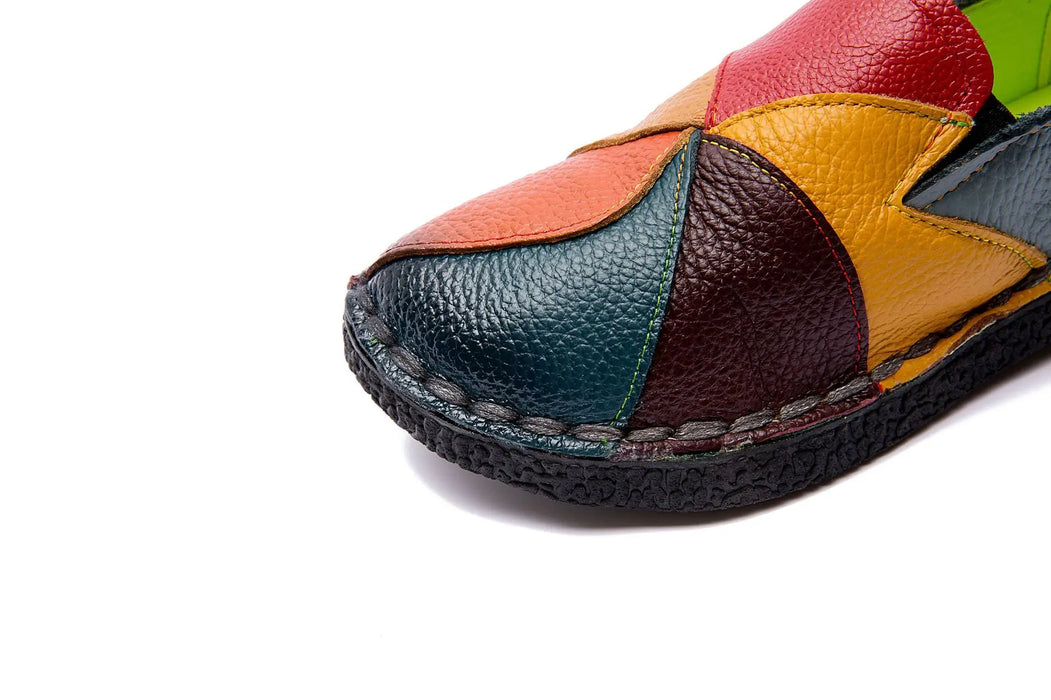 WOIZGIC Donna Donna Donna Madre Scarpe Appartamenti Mocassini in vera pelle Mocassini Misti colorati antiscivolo Taglie forti 42
