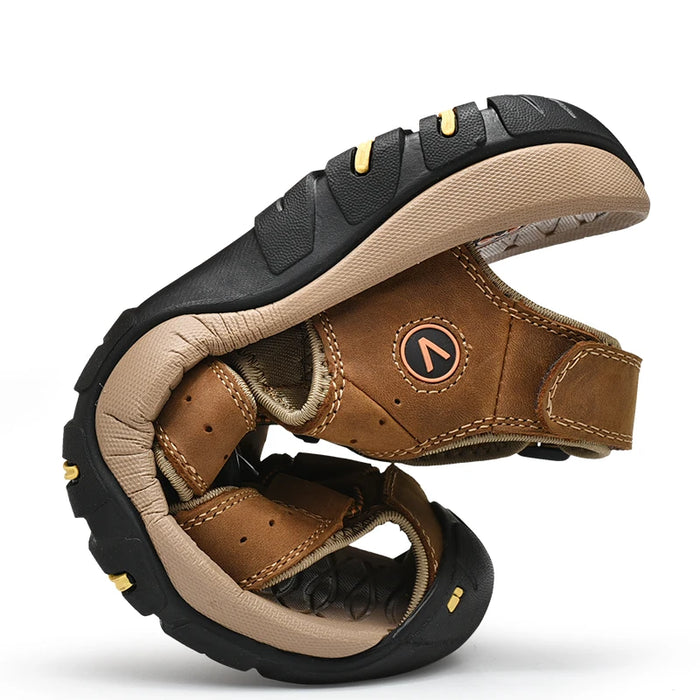 Sandali da uomo estivi scarpe Casual da uomo in vera pelle sandali in pelle da uomo all'aperto per uomo scarpe da spiaggia scarpe romane taglie forti 38-48