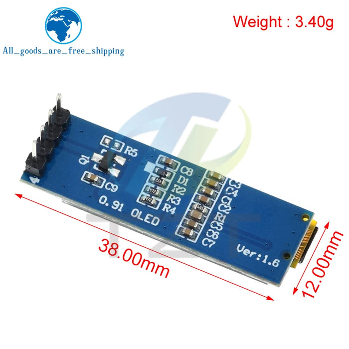 TZT Modulo OLED da 0,91 pollici Bianco/Blu OLED 128X32 OLED Modulo display LCD a LED 0,91 "IIC Comunicare per Arduino ROHS