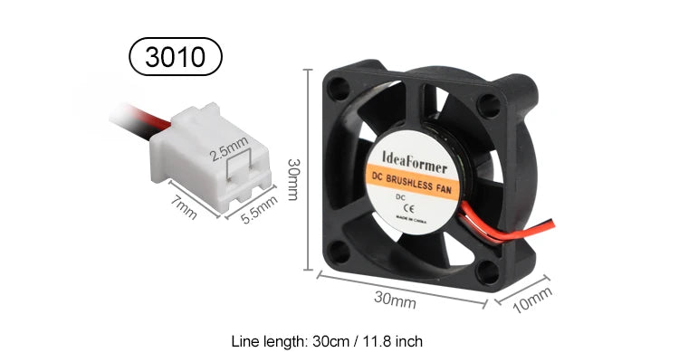 Accessori per stampante 3D Ventola di raffreddamento 5/12/24V 6015/5010/4010/3010/2510mm Ventola di raffreddamento Ventole turbo senza spazzole con 2 pin XH2.54