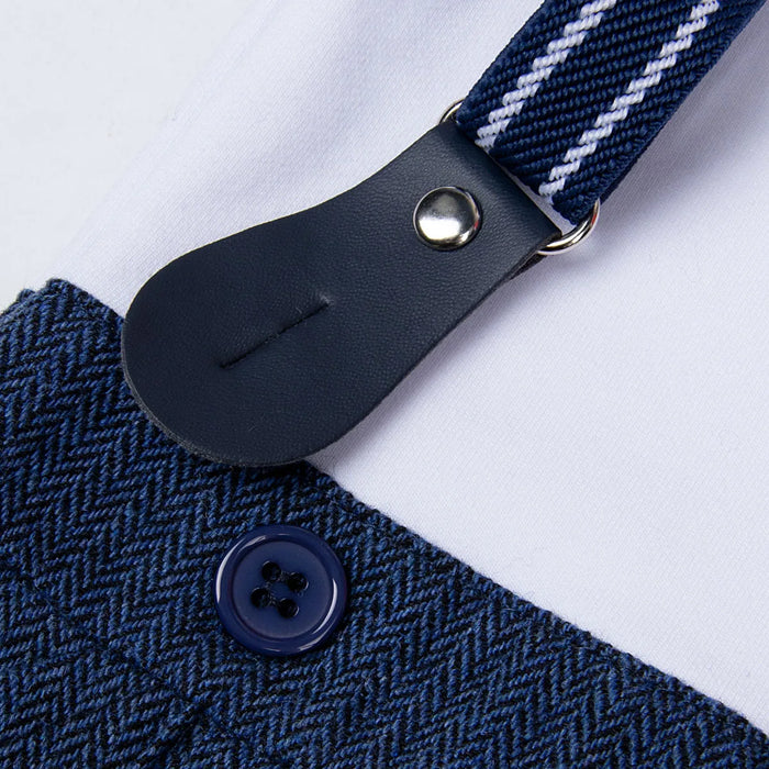 Baby Boys Battesimo Outfit Infantile Matrimonio Gentleman Set Battesimo Abito formale per festa di compleanno Reggicalze Papillon Pagliaccetto