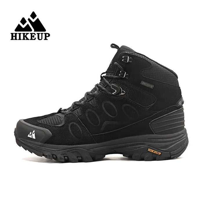HIKEUP Scarponi da trekking alti da uomo Scarpe da esterno invernali Stringate antiscivolo Sport Casual Stivali da trekking Uomo Scarpe calde in pelle scamosciata