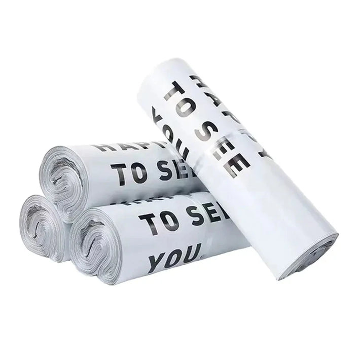 INPLUSTOP 50 pz colore bianco addensare borsa espressa grazie stampa abbigliamento impermeabile pacchi imballaggio borse busta corriere sacchetto