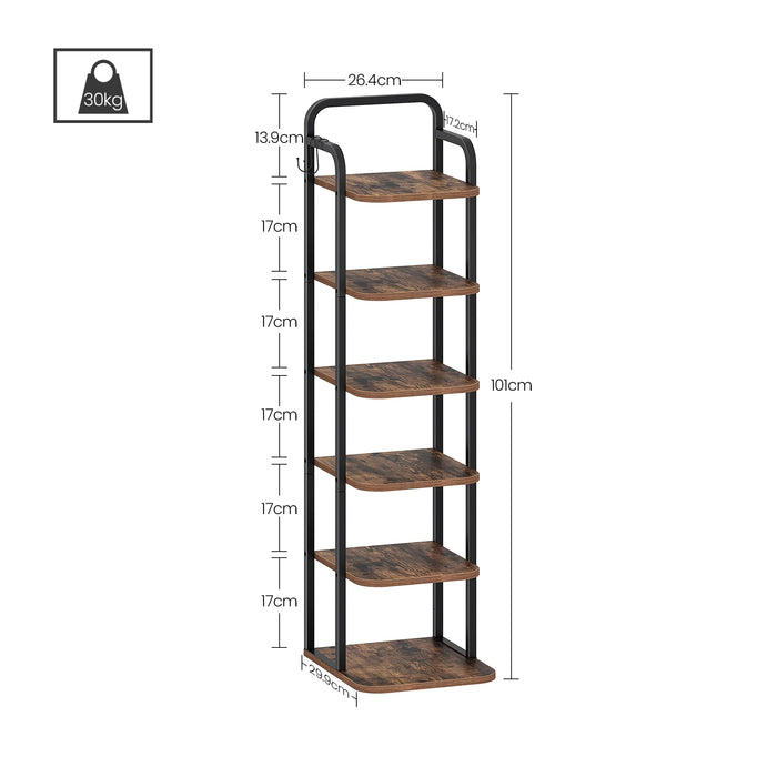 Scarpiera verticale, scarpiera a 6 livelli, organizer per scarpe in legno per armadio, ingresso, scarpiera per piccoli spazi, indipendente