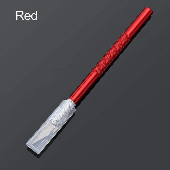 Kit di strumenti per coltelli da bisturi in metallo antiscivolo Coltelli artigianali per incisione + 5 lame per telefono cellulare PCB Utensili manuali per riparazione fai-da-te