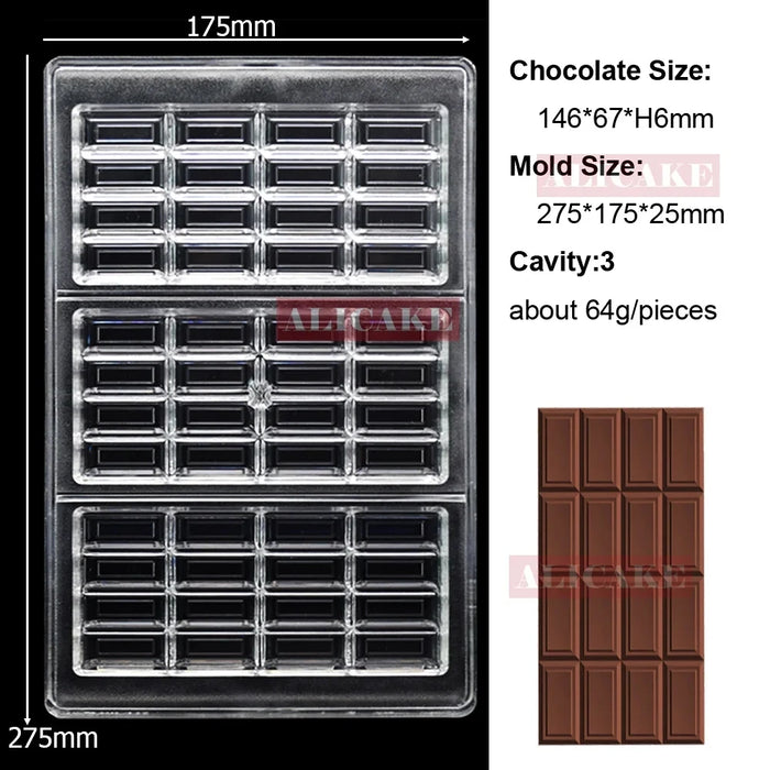 Stampo per cioccolato in policarbonato Stampi professionali per caramelle Bonbon Bar Stampo acrilico Dolciumi Cottura Pasticceria Utensili da forno