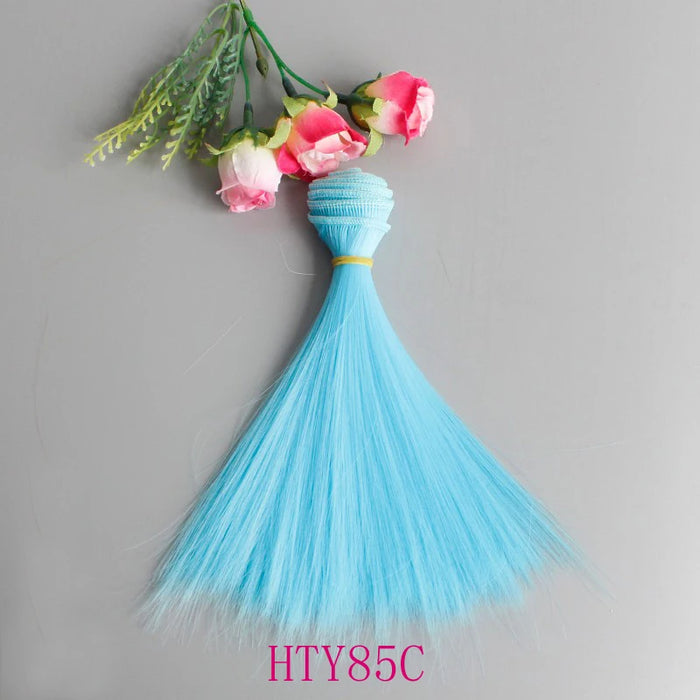 1 pz Capelli della bambola 15 cm 25 cm Rosa Giallo Viola Verde Blu Colore Parrucche per bambole diritte per accessori fai da te fatti a mano russi