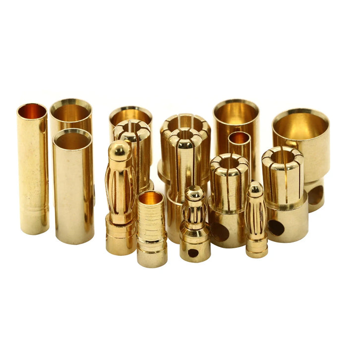 10 paia/lotto 2.0/3.0/3.5/4.0/5/5.5/6/6.5/8mm Gold Bullet Banana connettori spina per Lipo batteria RC ESC motore accessori fai da te giocattolo