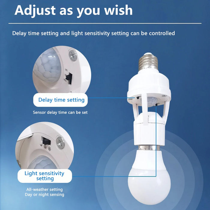 PIR Human Induction Motion Sensor LED Night Lamp Socket Base E27 portalampada AC 100-240V sensore di presenza umana testa della luce