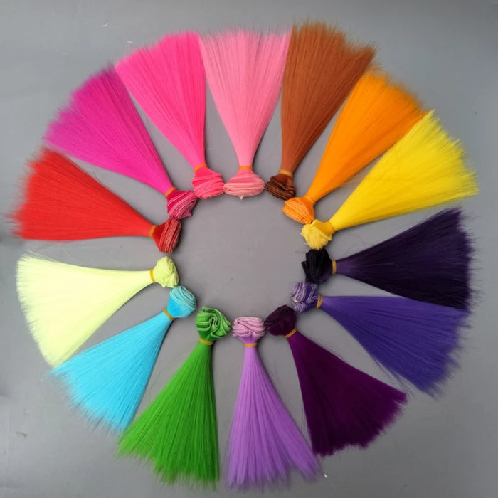1 pz Capelli della bambola 15 cm 25 cm Rosa Giallo Viola Verde Blu Colore Parrucche per bambole diritte per accessori fai da te fatti a mano russi