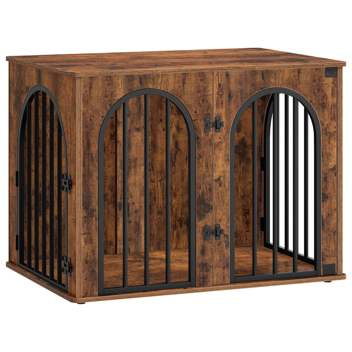 Mobili per gabbie per cani, scatola per cani da 80 cm per la casa, 3 ante, porta ad arco, scatola per cani moderna da interno per cani, tavolino, gabbia per cani resistente