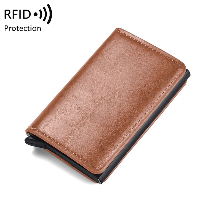 Spazzola antifurto porta carte di credito ultrasottile porta carte in lega di alluminio portafoglio multi-slot da uomo in metallo.-zmt