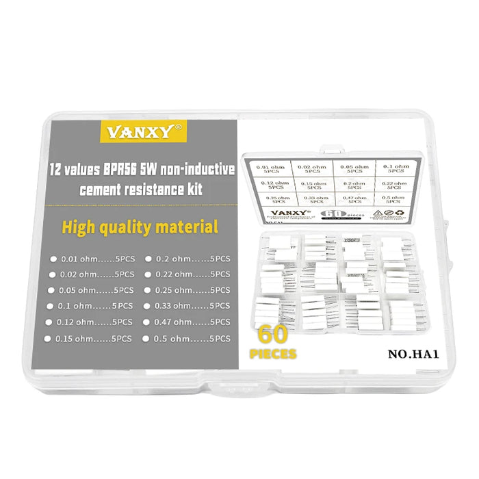 10pcs BPR56 5W 0.001 0.1 0.15 0.22 0.25 0.33 0.5 ohm Non-induttiva Resistenza di Cemento Ceramico 0.1R 0.15R 0.22R 0.25R 0.33R 0.5R