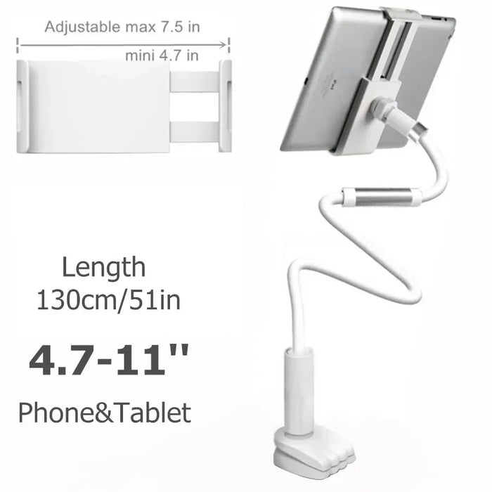 Supporto flessibile per tablet con braccio lungo per scrivania da letto Supporto per tablet per telefono da 5-11 '' per Xiaomi Huawei Samsung Teclast Supporto per linguetta per iPad