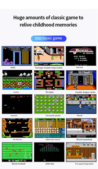 Mini Console portatile per videogiochi portatile retrò 8 Bit 3.0 pollici LCD a colori per bambini lettore di giochi a colori costruito in 500 giochi