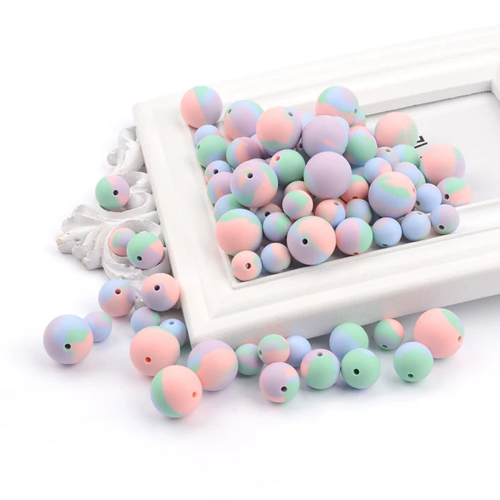 LOFCA 10 pz 15mm Perline Dentizione In Silicone 15mm Massaggiagengive Collana di Allattamento Del Bambino Ciuccio Clip Igiene Orale BPA Libero Commestibile Colorato
