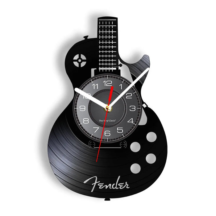 Chitarra acustica Wall Art orologio da parete strumento musicale Home Interior Wall Decor vinile Record orologio da parete Rock n Roll regalo musicale