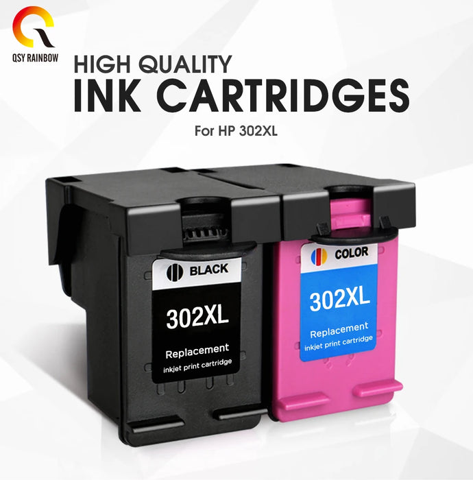 QSYRAINBOW 302XL Sostituzione rigenerata per cartuccia d'inchiostro HP 302 HP302 XL per stampante Deskjet 1110 1111 1112 2130 2131