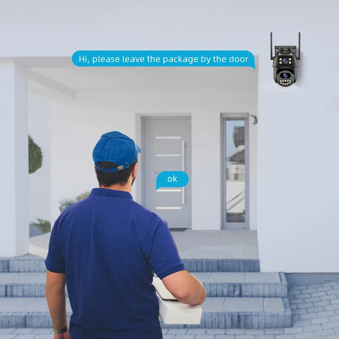 Telecamera di sorveglianza WiFi BELIA 4K 8MP, doppia lente, Zoom digitale 4X, rilevamento umano AI, ONVIF, telecamere IP PTZ di sicurezza esterna