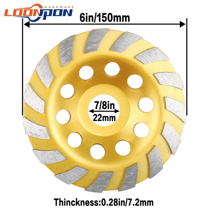 Disco abrasivo a tazza diamantata oro 100/125/150/180mm levigatrice per calcestruzzo per lucidatura di cemento in pietra per pavimenti 4/ 5/ 6/ 7/pollici