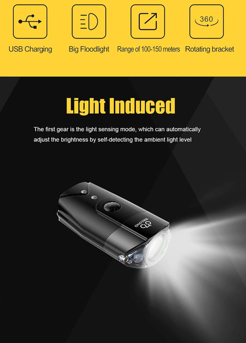 BIKEONO Luce per bicicletta Accessori per bici Faro Fanale posteriore a LED Torcia ricaricabile USB Lanterna da ciclismo MTB per lampada da bicicletta