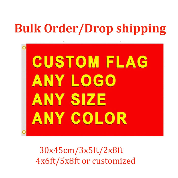 Bandiera personalizzata 3x5/2 x8/4 x6/5 x8ft Banner di qualsiasi dimensione Flying Free Design poliestere Sport Car Decor Home Gift Party dormitorio Indoor Outdoor