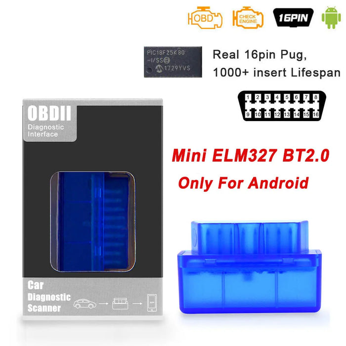 ELM327 V1.5 PIC18F25K80 Adattatore scanner OBD 2 OBD2 ELM 327 V1 5 Strumento diagnostico per auto Bluetooth per lettore di codici Android ODB2
