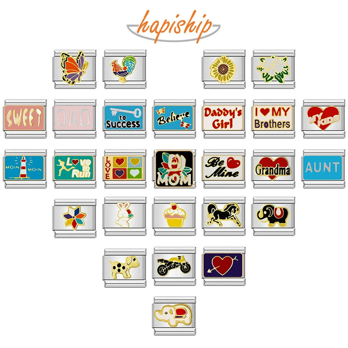 Hapiship originale margherita cavallo amore farfalla mamma cane moto elefante fascino braccialetto adatto creazione di gioielli in acciaio inossidabile DJ003