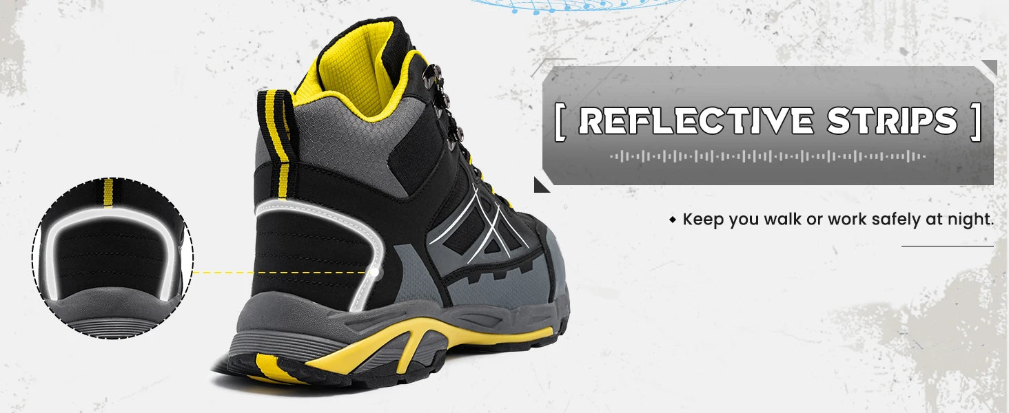 LARNMERN Stivali da lavoro antinfortunistici con punta in acciaio da uomo Scarpe antiscivolo per uomo Stivali protettivi antistatici antiforatura