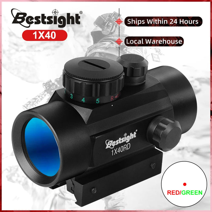 1x40 Red Dot Scope Sight Rifle scope Green Red Dot Collimatore Dot con 11mm/20mm Rail Mount Airsoft Air Hunting