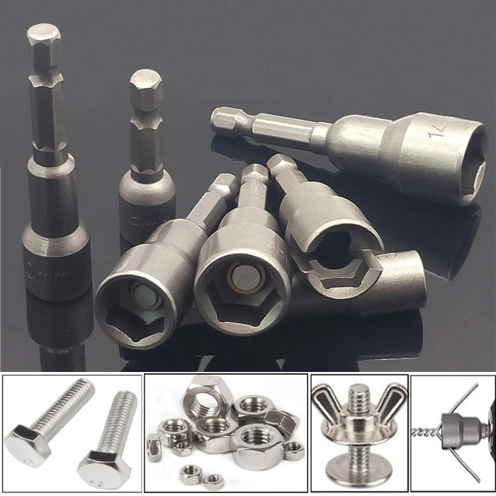 1PC Ugelli a manicotto con esagono incassato Forte set di driver per dadi magnetici Adattatore per punta da trapano Manicotto approvato dal vento Elettrico 6 8 10 13 17 19MM