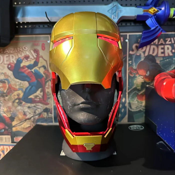 2025 New Iron Man Helmet Mk5 Jarvis Helmet Luminous Manual Opening And Closing Wearable Cool Children'S Cosplay Mask Toy Gift