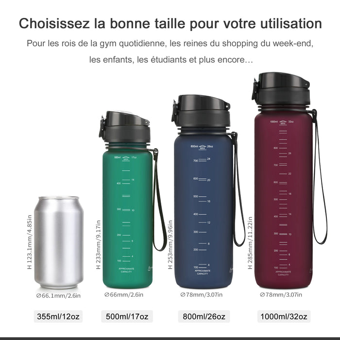 UZSPACE Borse acqua calda 500/1000ML Proteine Shaker Diretta Drink Outdoor Sport Tour Portatile A Perfetta Tenuta di Plastica Tritan La Mia Bottiglia BPA Libero