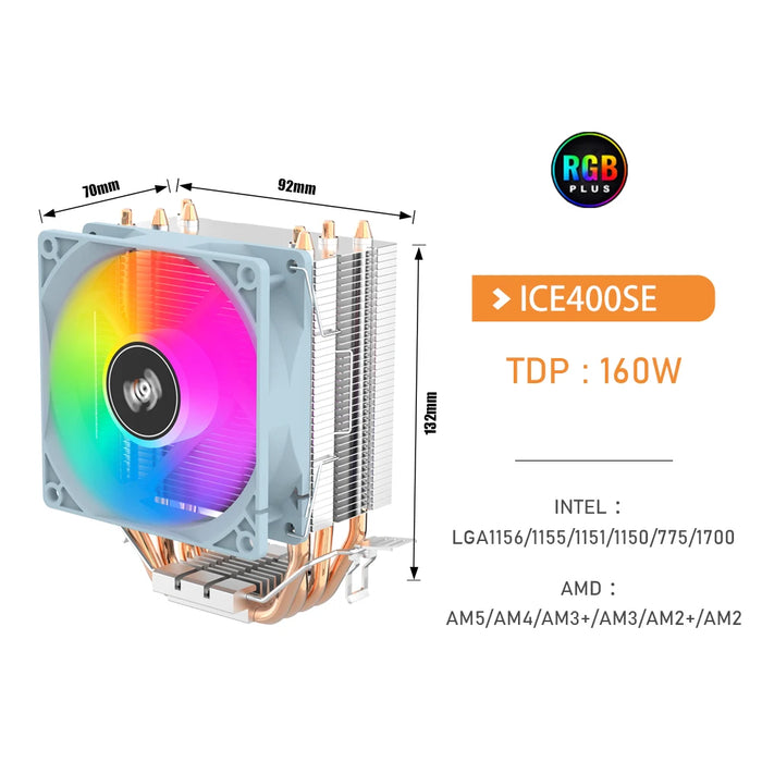 Aigo CPU Cooler 2 4 tubi di calore PC radiatore raffreddamento 3PIN PWM ventola Rgb silenziosa per Intel 1700 1150 1155 1156 1366 AM2/AM3/AM4 AMD