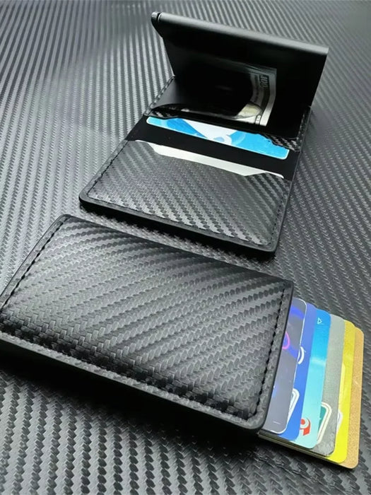Spazzola antifurto porta carte di credito ultrasottile porta carte in lega di alluminio portafoglio multi-slot da uomo in metallo.-zmt