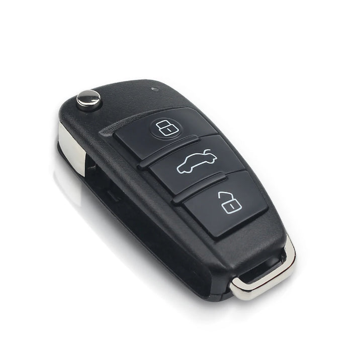 KEYYOU Custodia pieghevole di ricambio per chiave a distanza per auto, custodia a 3 pulsanti per AUDI senza lama