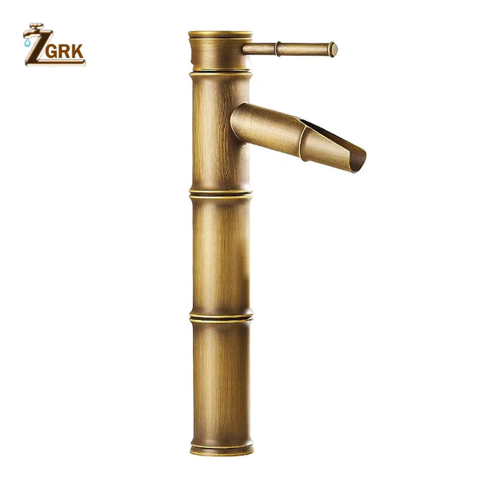 ZGRK Rubinetto per bagno Rubinetti per lavabo in ottone Rubinetto di lusso Alto bambù Acqua calda fredda con due tubi Rubinetti per WC da giardino esterno per cucina