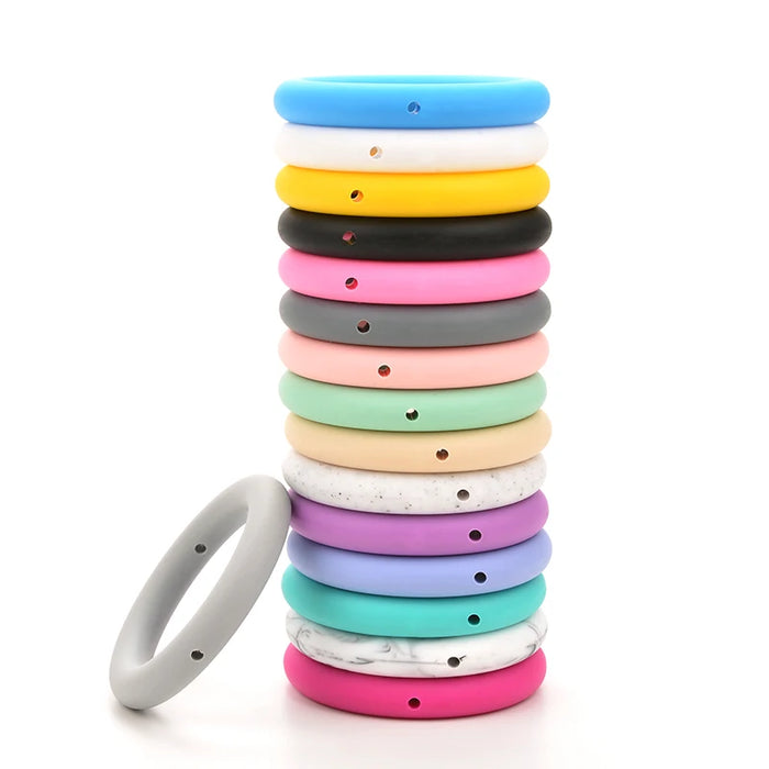 LOFCA Anello per dentizione 65mm Perline in silicone 3 pezzi Collana per massaggiagengive con ciondolo per bambini Ciuccio che fa gioielli in silicone alimentare senza BPA